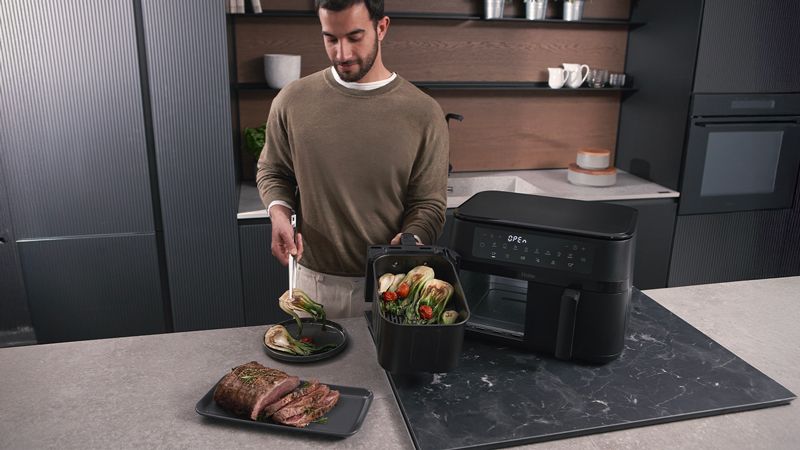 Heißluftfritteuse mit 2 Kammern